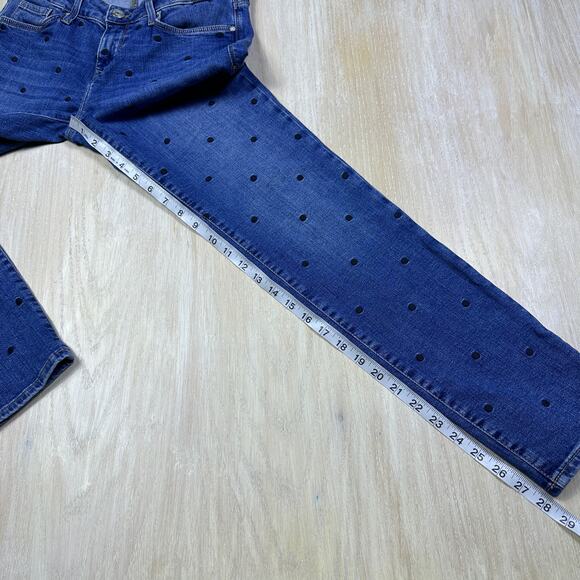 Mavi Jeans Ada Boyfriend Mid Rise Blue Embroidered Polka Dot Denim Jeans 26x29 - Picture 16 of 16